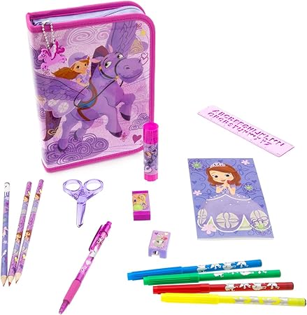 Amazon ディズニー Disney ちいさなプリンセス ソフィア ジップアップ ケース 付 文具 セット 色鉛筆 マーカー 等 p ディズニーストア 並行輸入品 お絵かき おもちゃ