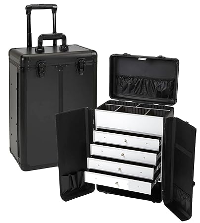 Seya Beauty Women S Rolling Makeup Case W Drawers Black Amazon