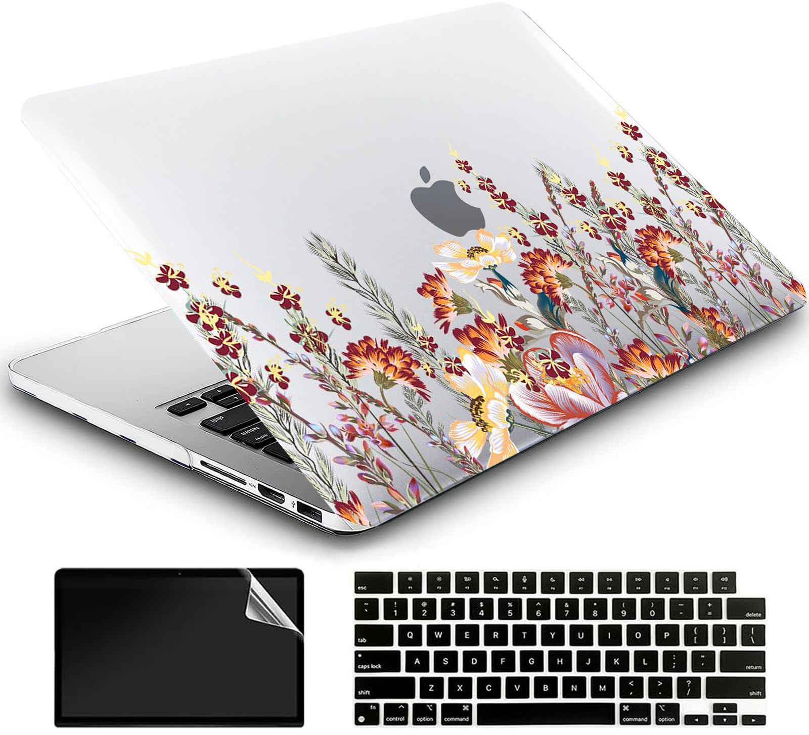 AMCJJ Compatible with MacBook Pro 14 Inch Case 2023/2022/2021 Release M3 A2918 A2992/M2 A2779/A2442 M1 Pro Max Chip, Plastic Hard Shell Case & Keyboard Cover & Screen Protector - Floral