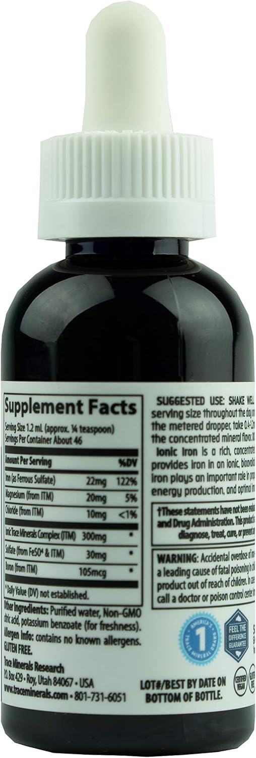 Trace Minerals Liquid Ionic Iron, 22 mg, 1.9 Ounce: Health & Personal Care