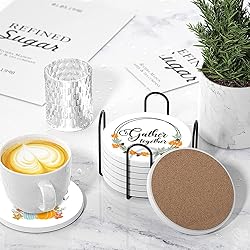 Fall Drink Absorbent Coasters with Holder Set of