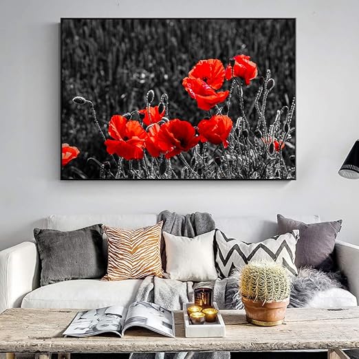 Hechuyue Flores De Amapola Impresiones En Lienzo Arte Mural Flores