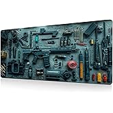 Cool Military Weapon Build Weapon Parts Display Large Gaming Mouse Pad,Big Mouse Pad Rubber Desk Mat Keyboard and Mousepad for Laptop Desktop Use Table Decor (Style-02)
