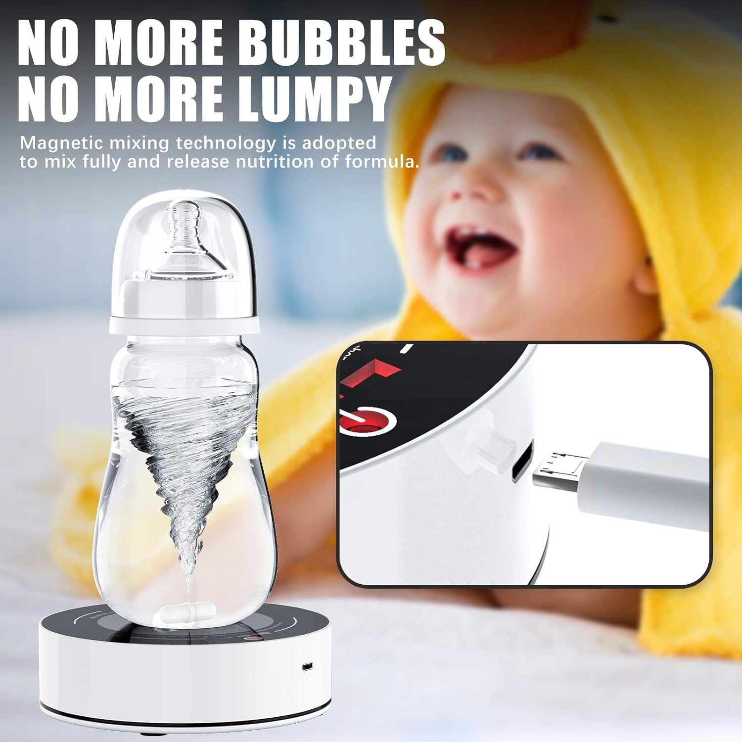 FEISIKE Electric Formula Mixer, Portable Magnetic Suspension Milk Mixing Pad, Quickly Stir The Milk to Avoid Lumpy, Reduce Bubbles and Relieve Baby's Flatulence : Baby