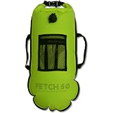 Fetch 50 Swim Buoy Dry Bag | Double Chamber Dry Bag with Handles, Nutrition Pouch and Whistle | Flourcesent Yellow Swimming Tow Float