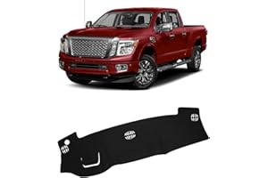FIILINES Dash Cover for Nissan Titan for 2016-2024, Dashboard Mat Cover Titan Accessories Sunshade Nonslip Mesh Protector No Glare Black