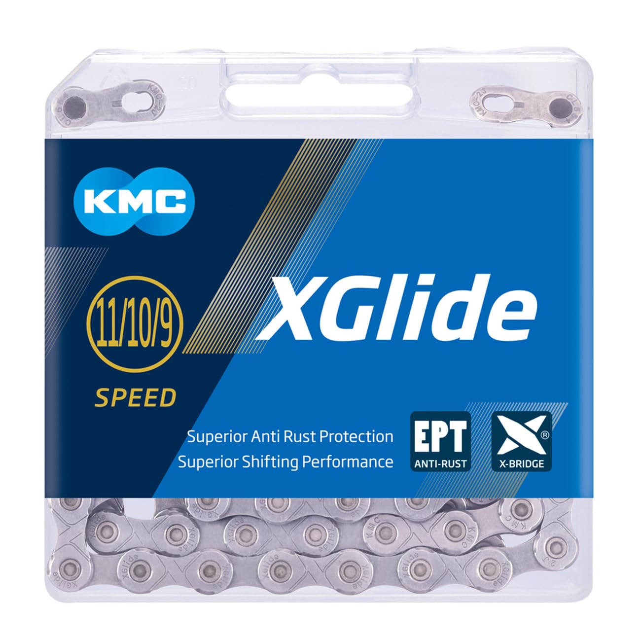 KMC xGlide EPT 9, 10 & 11 Speed Chain, Dark Silver, 126 Link