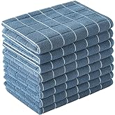Microfiber Dish Towels - Soft, Super Absorbent and Lint Free Kitchen Towels - 8 Pack (Lattice Designed Blue Colors) - 26 x 18 Inch