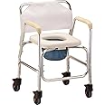 NOVA Lightweight Rolling Shower Commode Chair with Locking Wheels, Wheeled Combo Commode Chair for Bedside, Over The Toilet &
