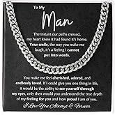 LEONADORA Promise Necklace For Him, Personalized To My Man Necklaces Gift, Sentimental Meaningful Gifts For Boyfriend, Cuban Link Chain For Men, Drummers Birthday Christmas Anniversary