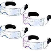 CONEHOY 4 Pairs LED Visor Glasses Light up Glasses Futuristic Punk Accessories 7 Colors for Cosplay Bar Rave Party Costume