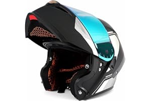 Orthrus Modular LED Full Face Motorcycle Helmet - DOT Approved Flip-Up Dual Visor Sun Shield & Bluetooth Ready for Adults Men Women - Street Bike/Motocross (Dobermann Silver, XXL)