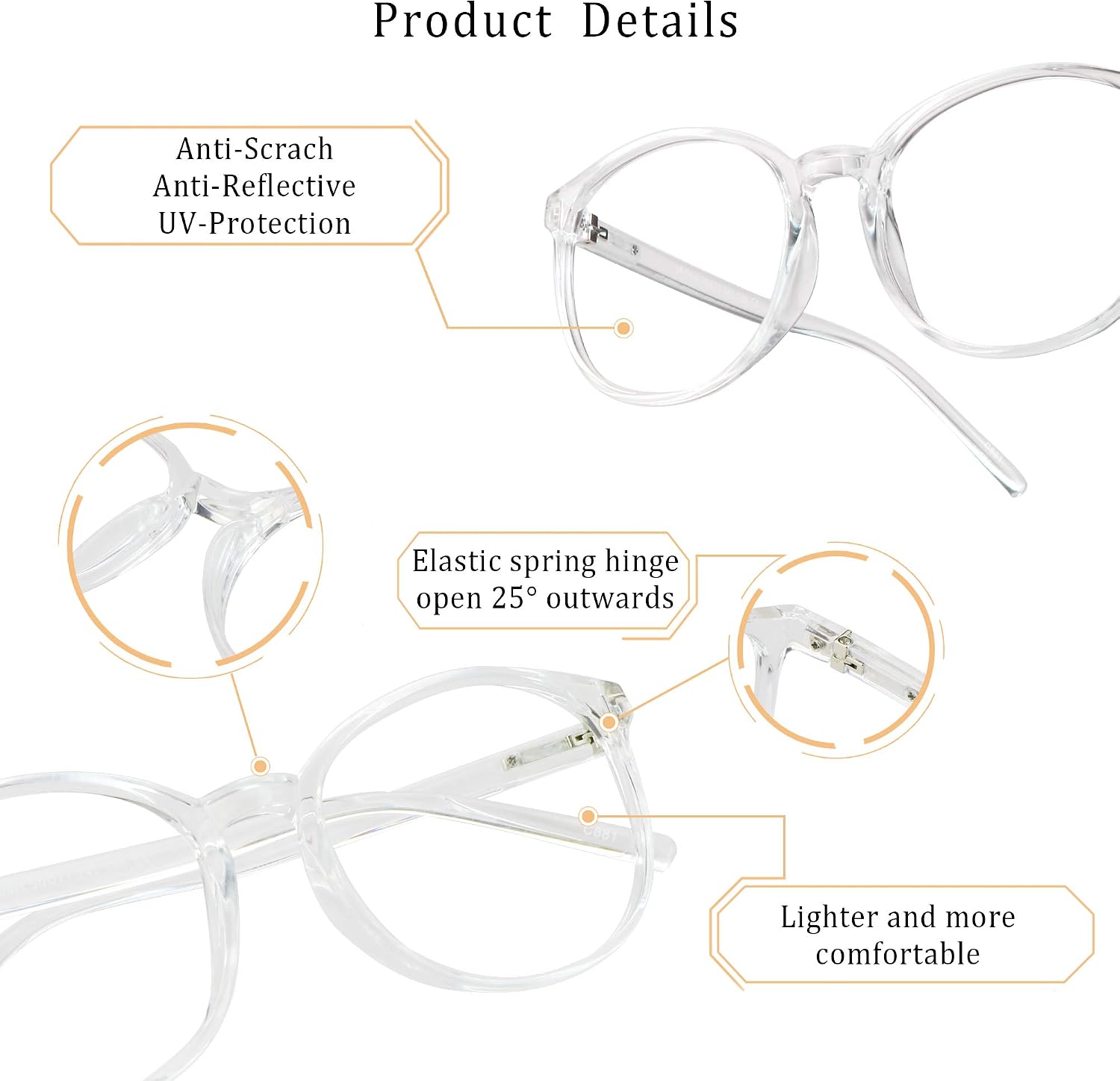 LifeArt Blue Light Blocking Glasses, Computer Reading Glasses, Gaming Glasses, TV Glasses for Women Men Anti Glare (Clear - Image 3