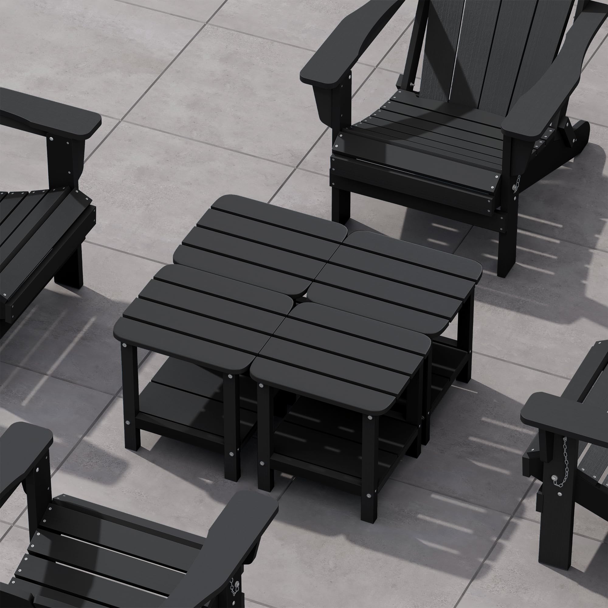 SERWALL Double Adirondack Side Set of 4, Table Rectangular End Table, Black Image
