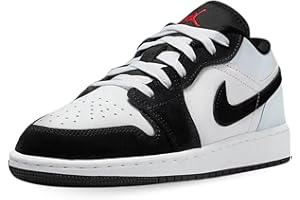 NIKE Air Jordan 1 Low SE Big Kids' Shoes (HF3188-106, White/Black/Matte Silver/Fire Red)