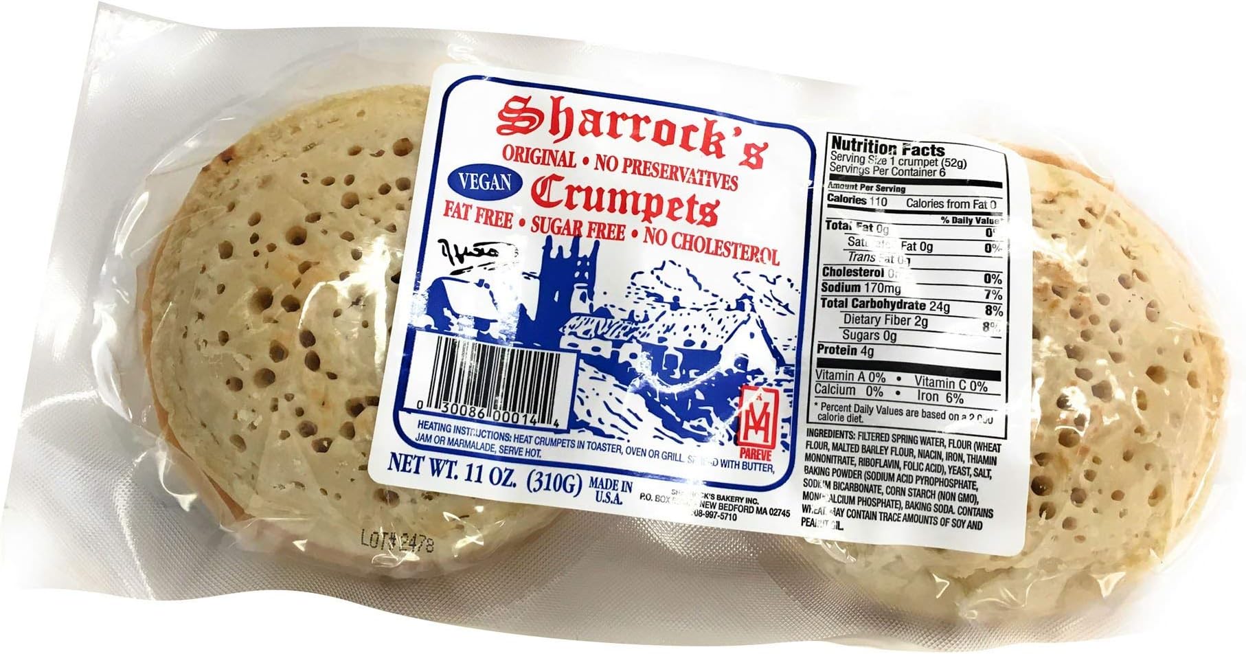 SHARROCK ENGLISH BAKERY Crumpet, 11 OZ