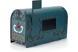 MEIYIHUI Heavy Duty Galvanized Steel Mailbox Post, Mailboxes for Outside,Curbside Mailbox,Rural Mail Box Postal Storage Box Outdoor Decor (Vintage Green)