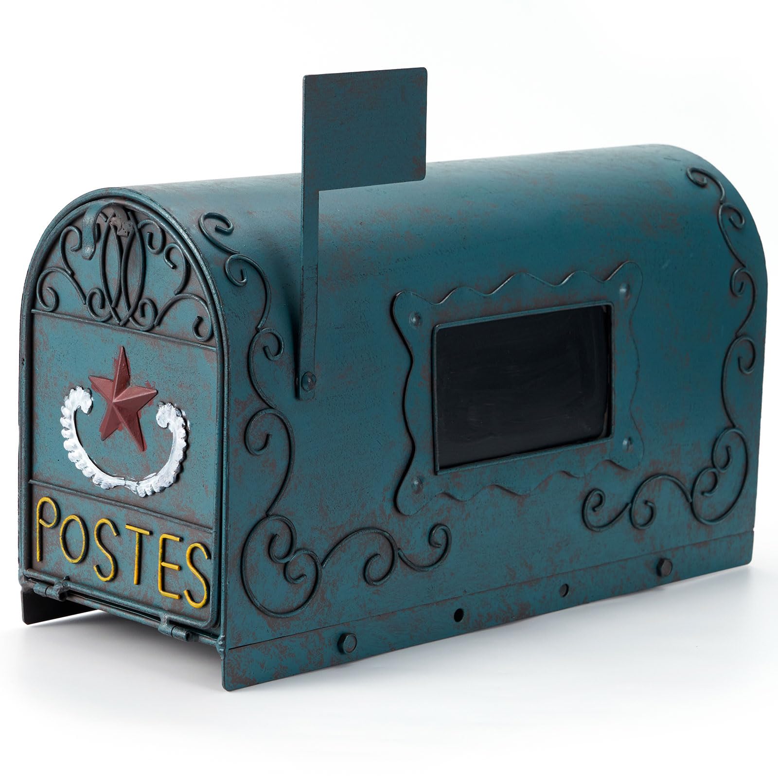 Photo 1 of MEIYIHUI Heavy Duty Galvanized Steel Mailbox Post, Mailboxes for Outside,Curbside Mailbox,Rural Mail Box Postal Storage Box Outdoor Decor (Vintage Green)