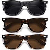 MEETSUN Retro Polarized Sunglasses for Women Men Classic Mirror Lens Driving Trendy Sun Glasses UV Protection (3 Pack)