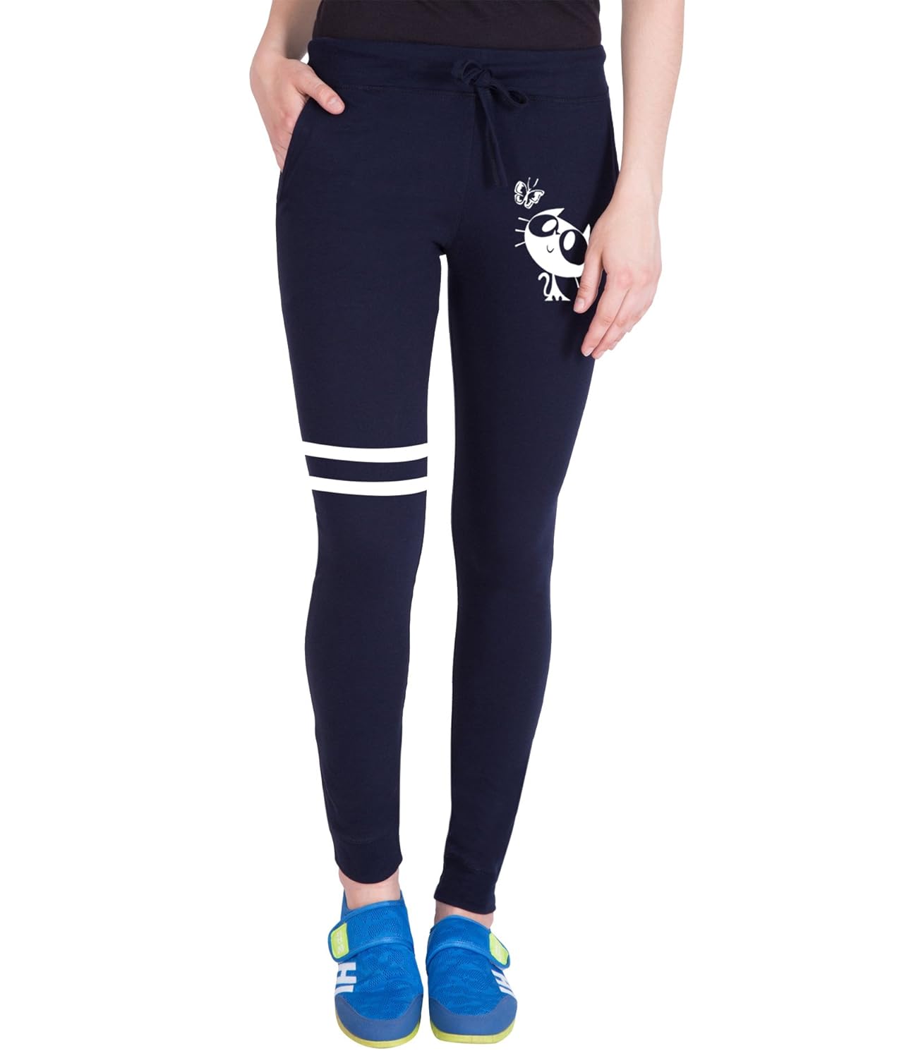 american-elm women's nevy blue printed cotton lower