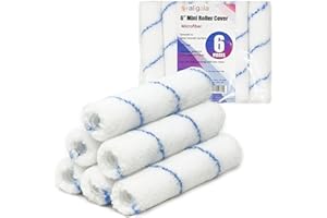 Allgala Mini Paint Roller 6" Mini 3/8" Nap Shedless Microfiber Roller Cover for Door Trim Furniture Cabinets - 6 Pack