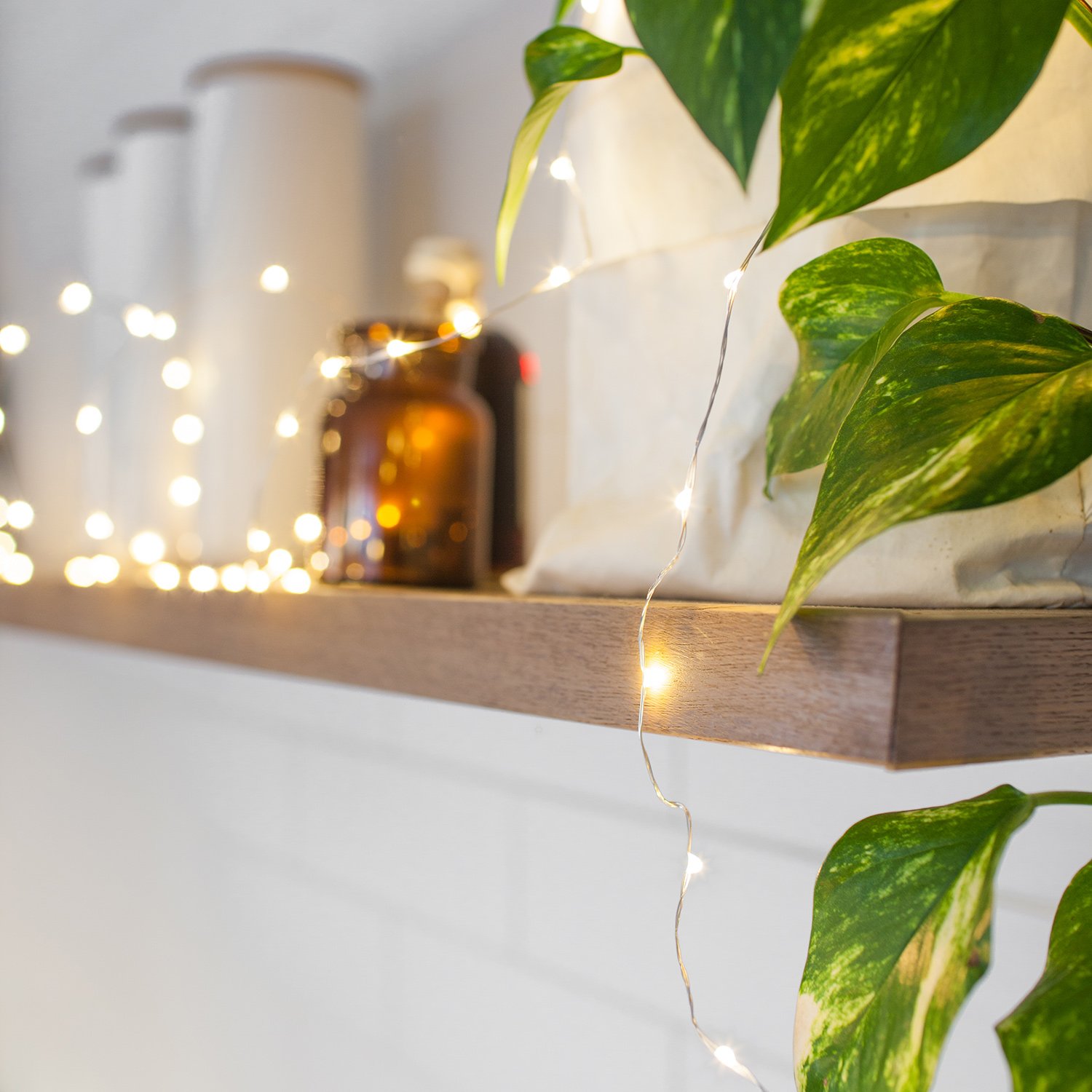 Lights4fun String Fairy Lights with 200 Warm White Micro LEDs on Silver Wire Mains Powered for Indoor and Outdoor Use 10m