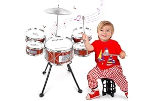 TWFRIC Toy Drum Kit for Kids 3-5 Upgraded Toddler Rock Drum Set with 5 Drums Musical Instrument Toys for 3 4 5 Year Old Boys Girls Gifts 4-6