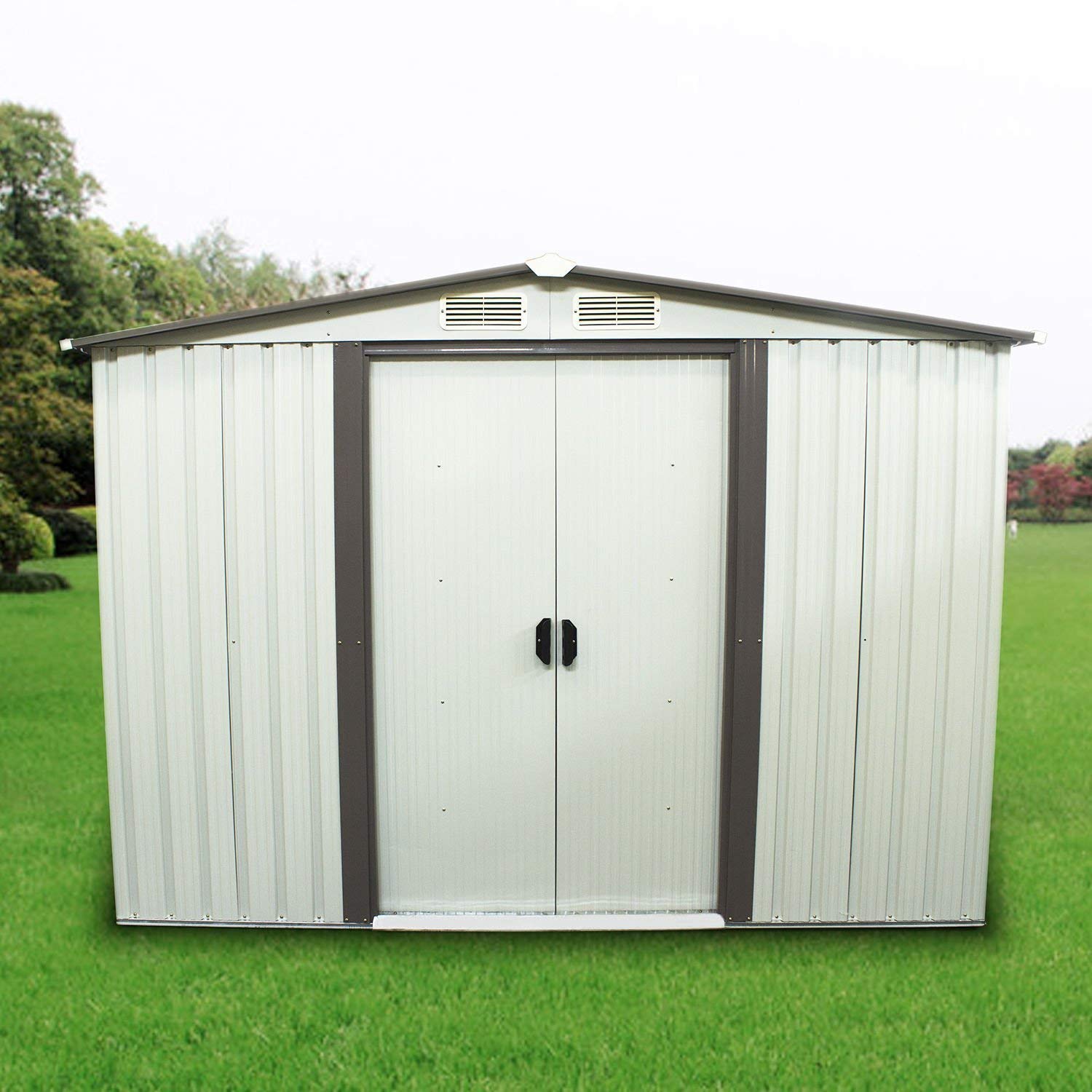 8x6 Ft Outdoor Storage Sheds Kit Steel Heavy Duty Storage