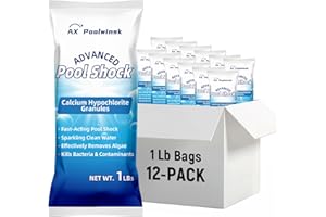 AX POOLWINSK 12 Pack Advanced Pool Shock, 68% Calcium Hypochlorite – Fast-Acting Shock Pool Treatment, Quick-Dissolving Chlorine Granules for Inground & Above Ground Swimming Pools, 12 x 1 lb Bags (12 lb Total)