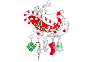 Vanjewnol Christmas Brooch Pins, Christmas Sleigh Brooches for Women, B01P
