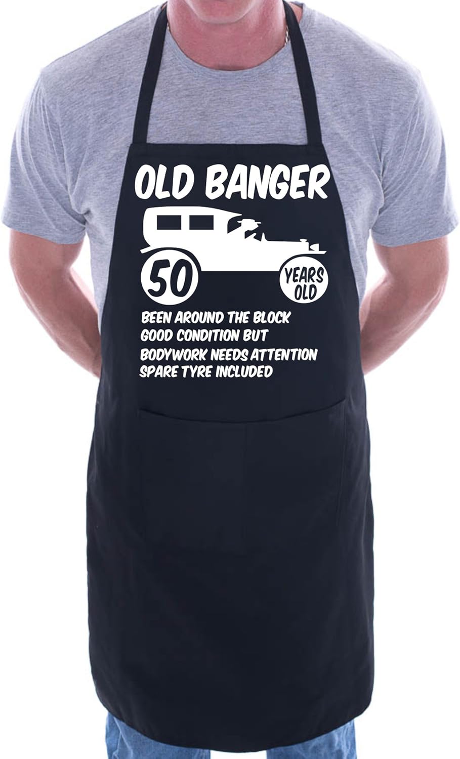 Print4U 50th Birthday Old Banger BBQ Cooking Funny Novelty Apron Black