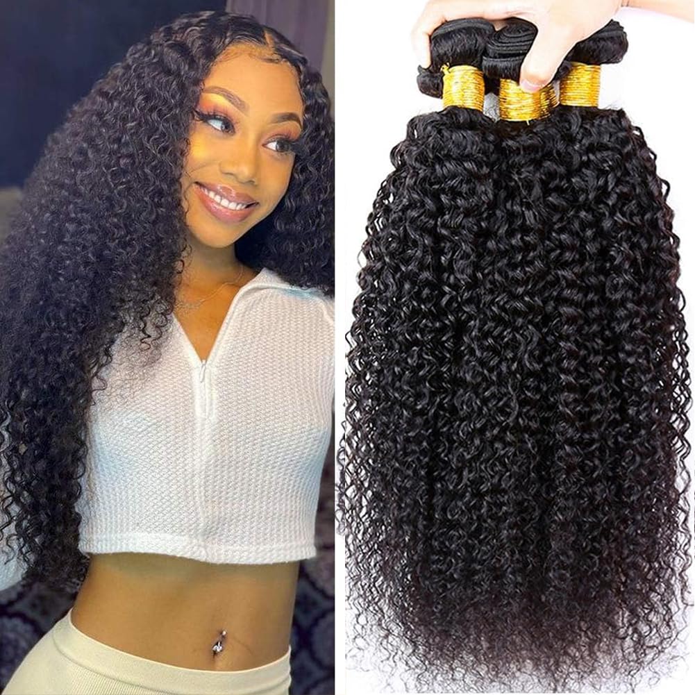 10A Brazilian Curly Hair 3 Bundles Curly Weave Human Hair Unprocessed Brazilian Virgin Hair Black Color 14 16 16 inch
