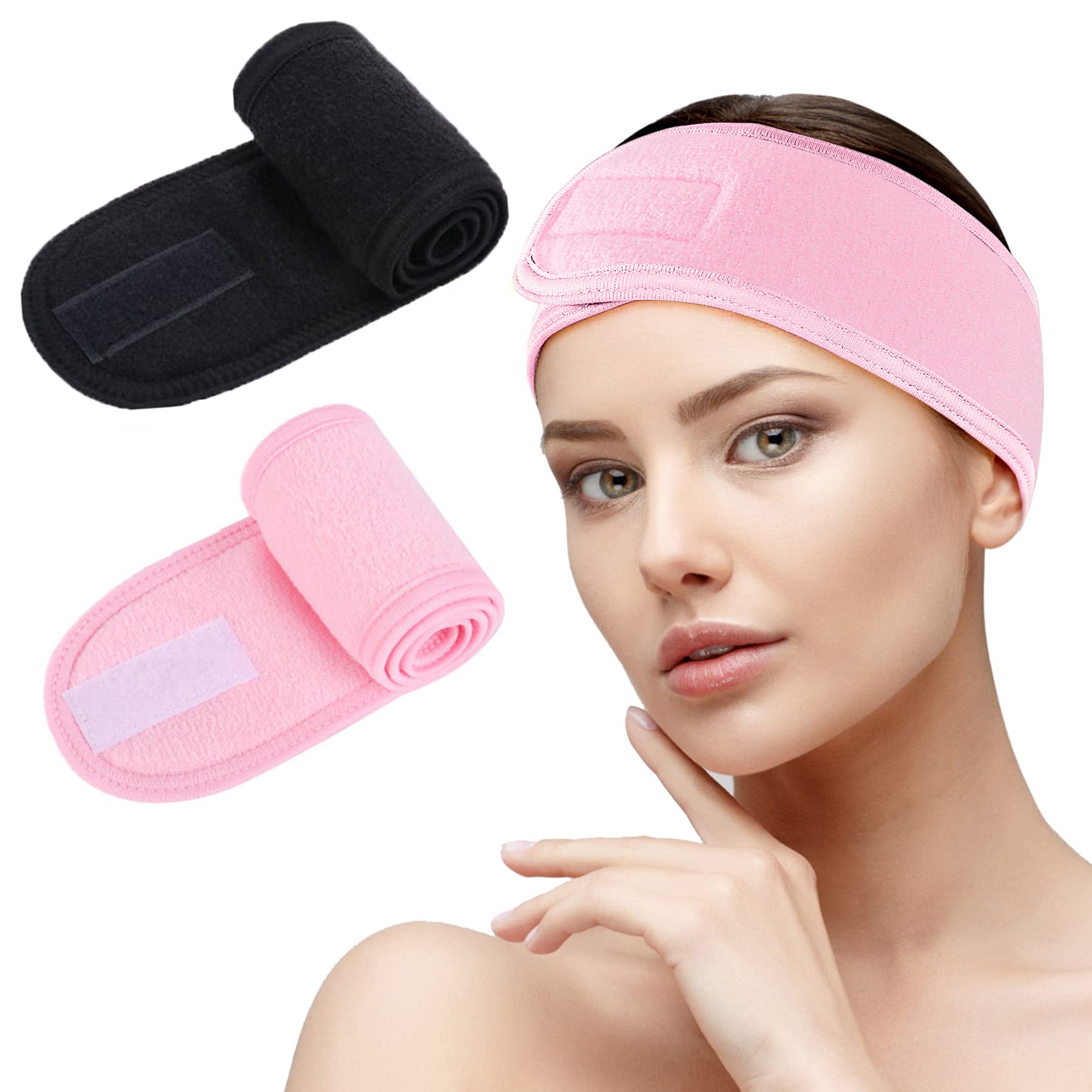 Spa Facial Headband for Women – Soft Terry Cloth with Adjustable Hook and Loop, Comfortable & Secure Fit for Skincare, Makeup, Face Washing — image 1