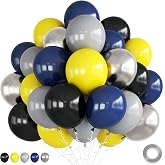 Black and Yellow Balloons, Bat Theme Balloons Hero Birthday Decorations, Yellow Black Silver Navy Blue Balloon City Balloon Party Decorations for Kids Boys Birthday Inspired Party Supplies Decor
