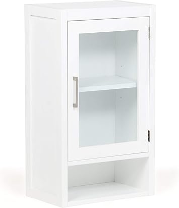 Amazon Com Simplihome Gatsby 28 Inch H X 16 Inch W Single Door Wall Bath Cabinet In Pure White With Storage Compartment And 1 Shelf For The Bathroom Contemporary Modern Furniture Decor