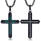 GTMJ Cross Necklace for Men Turquoise/Malachite Cross Necklace with Adjustable Box Chain 24-26 Inches Christianity Jewelry Gifts Everyday Wear