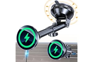 Coolpow for MagSafe Car Mount Charger【Ultra Magnet】Magnetic Phone Holders for Your Car Charger【Windshield+Vent+Dash】Magnetic Wireless Car Phone Holder Charger Car Mount for iPhone 17 Pro Max 16 15 14