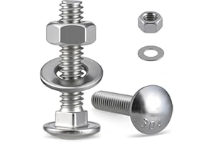 Krysay 5/16-18 x 1-1/2" Carriage Bolts 304 Stainless Steel 18-8,Round Head Square Neck (16Sets) Bolts and Nuts Kit with Flat Washers