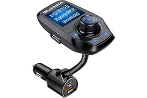 GUANDA TECHNOLOGIES CO., LTD. Bluetooth Car Adapter, FM Transmitter Bluetooth 5.0, Bluetooth Radio Transmitter for Car, Wireless Audio Transmitter and Receiver 1.44" Display AUX in/Out SD/TF Card USB Charger [PD 30W + QC 3.0]
