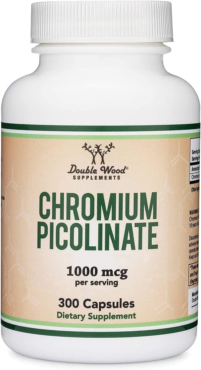 Chromium Picolinate 1000mcg for Healthy Weight Management (High Absorption and Bioavailability) (300 Vegan Safe Capsules, Non-GMO, Gluten Free) by Double Wood Supplements