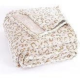 PLEASANT BOULEVARD | Leopard Throw Blanket Fleece, Premium Lightweight Cozy Warm Plush Microfiber Bedspread for Couch Sofa and Bed (Brown, Throw (50 x 60 inches))