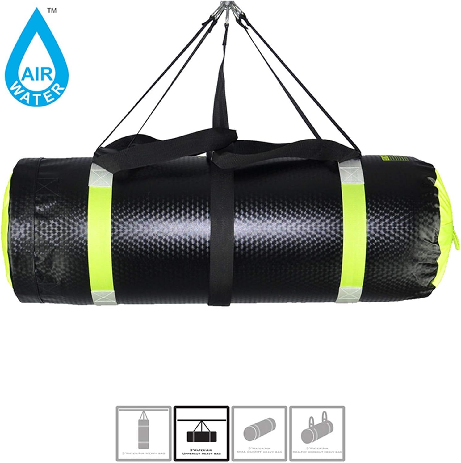 MaxxMMA Training & Fitness Water/Air Heavy Bag, Uppercut Workout Grappling MMA Punching Bag (Black/Neon Yellow) : Sports & Outdoors
