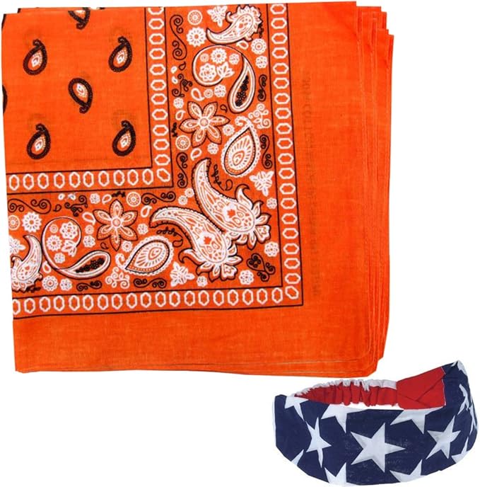 Bandanas Orange Bandanas by the Dozen 12Pack Bulk by CoverYourHair Clothing