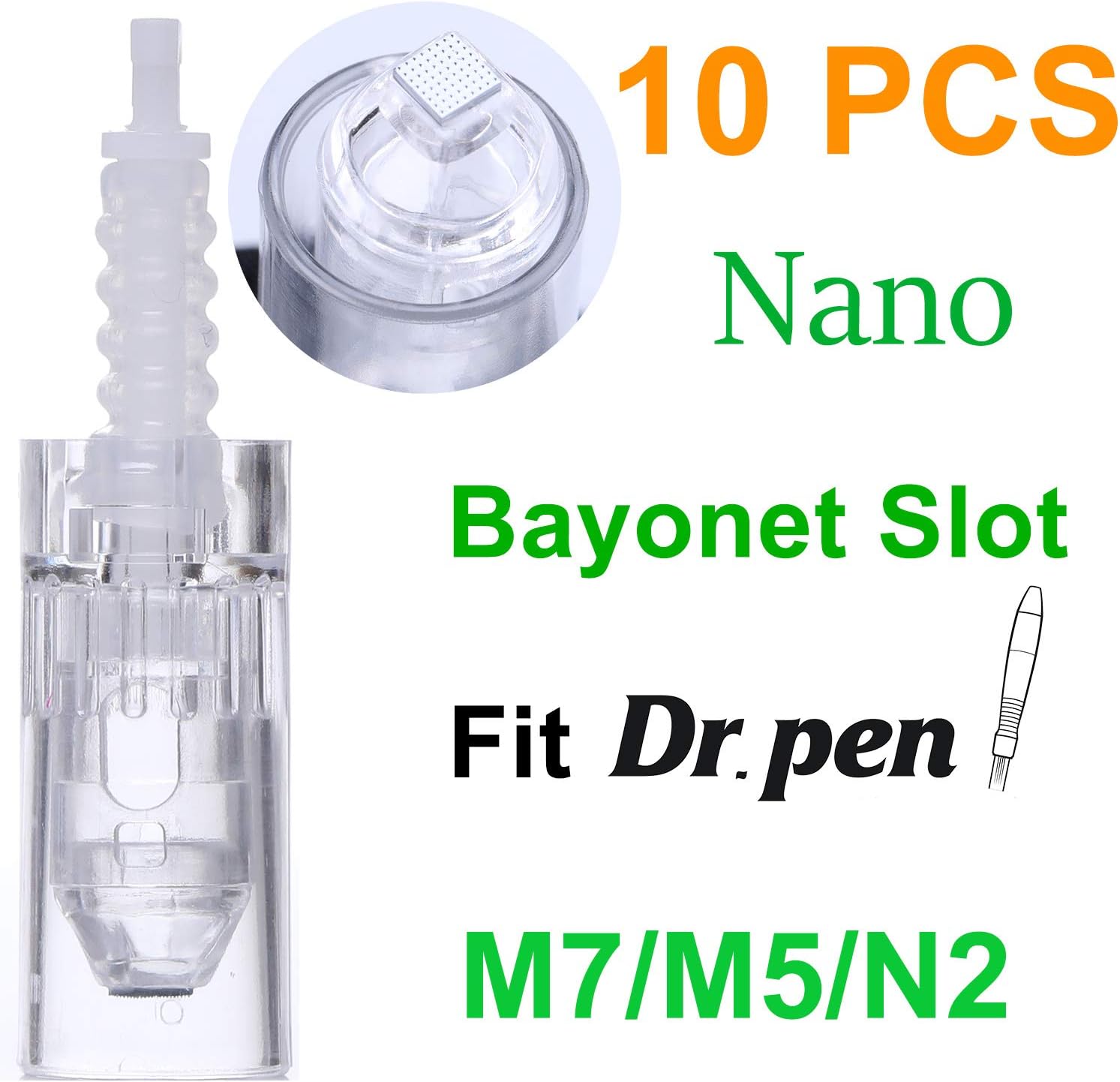 Dr. Pen Replacement Cartridges Disposable Needles, Compatible With Dr. Pen Ultima M5/M7/N2, Individually and Sealed Bags in Dr. Pen Original Box (10pcs Square Nano Tips)