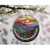 Great Smoky Mountains National Park Stained Glass Look Ornament - National Parks Christmas Keepsake, Travel Souvenir, Ceramic Gift Printed on Both Sides