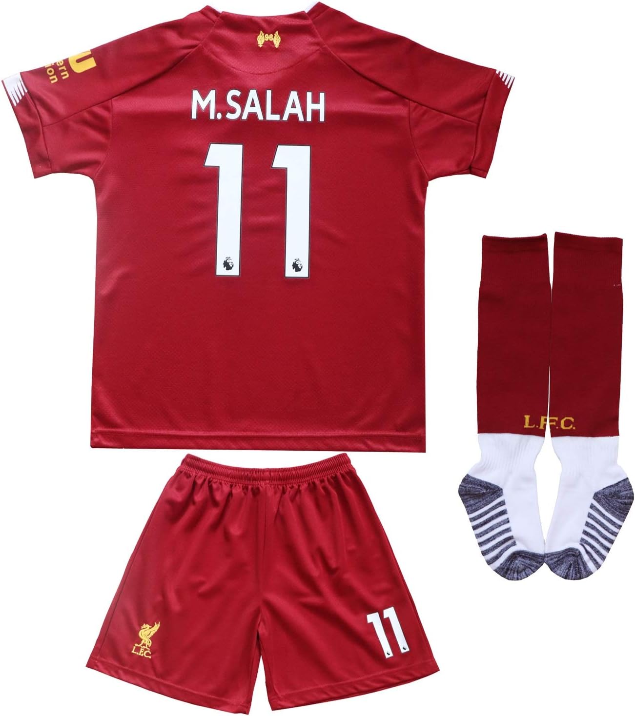 GamesDur Liverpool Mo Salah #11 Home Red Kids Soccer Jersey Set Shirt Short Socks Youth Sizes (Home (New 2019/2020), 6-7 Years)