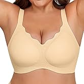 Xcutting Bras for Women Wireless Push Up Bra Full Coverage No Underwear Seamless Plus Size for Older Women Floral Print