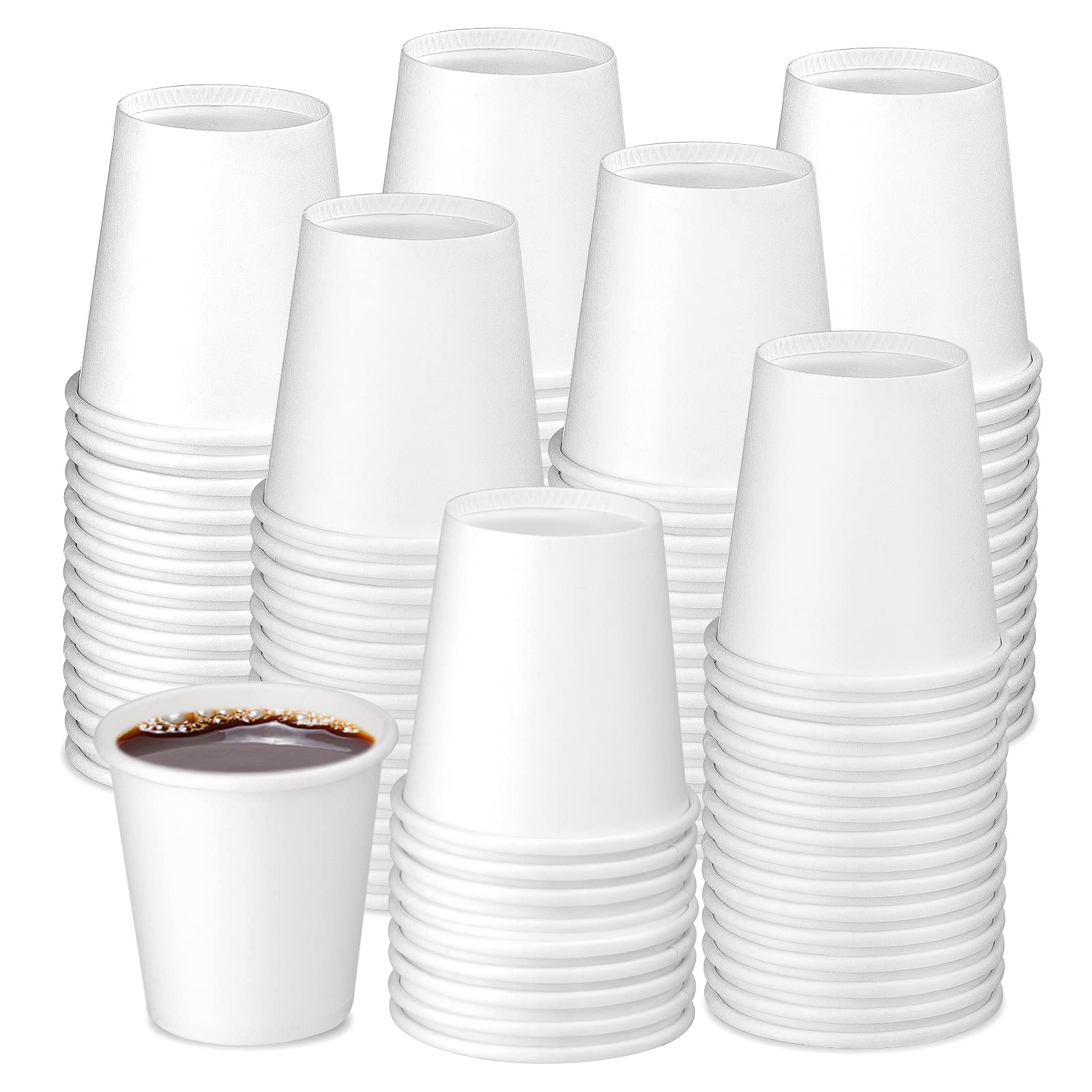 BUOKKON 100 Pack 3oz White Paper Cups for Bathroom, Disposable Mouthwash Paper Cups for Hot and Cold Drinks, Party Supplies, Picnics, Travel, Office