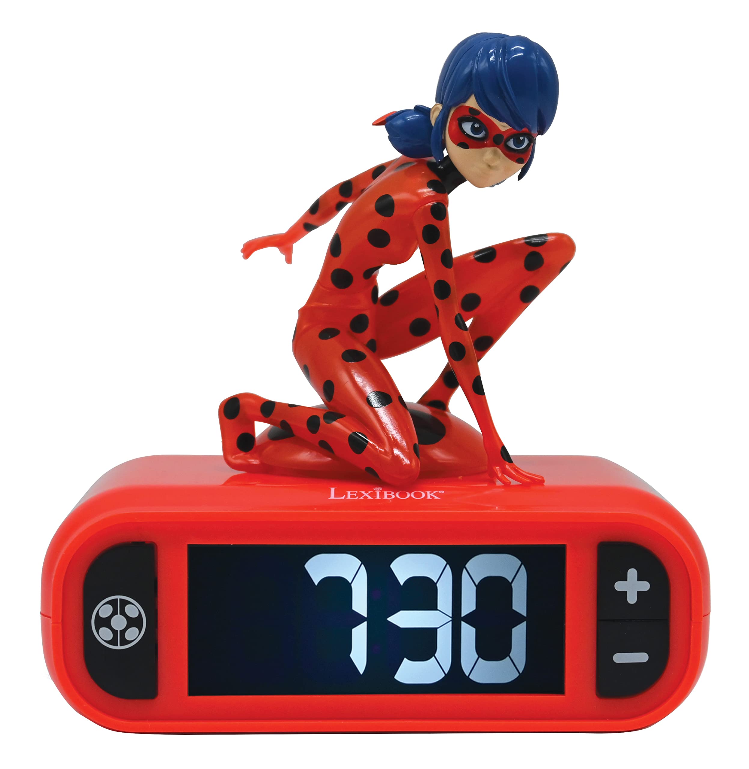 LEXIBOOK, Miraculous Ladybug Cat Noir, Ladybug Nightlight alarm clock, Sounds and Melodies, LCD Backlit screen, Luminous, Snooze, Red, RL800MI — image 1