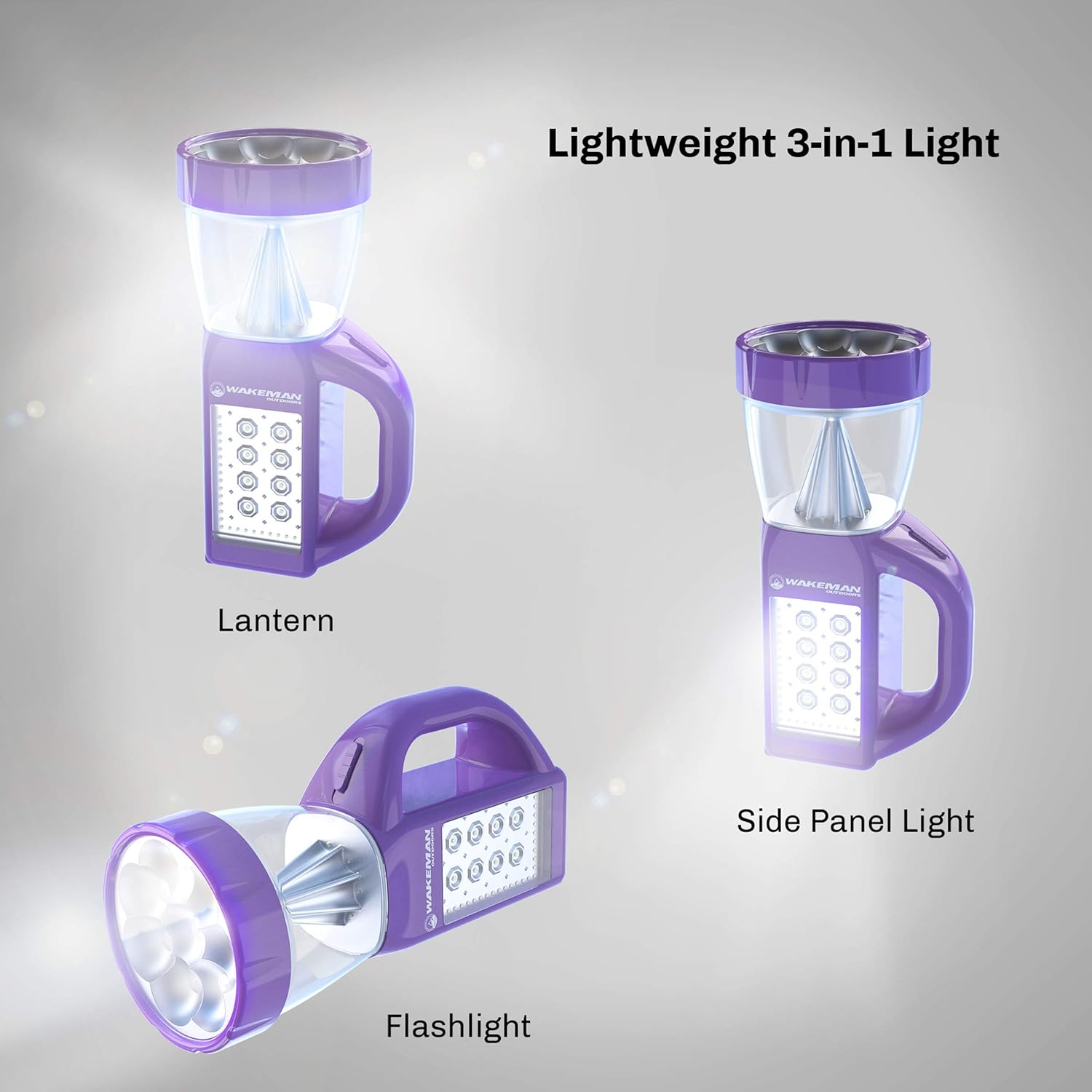 Wakeman 3 in 1 LED Lantern, Flashlight and Panel Light, Lightweight Camping Lantern Outdoors (for Camping Hiking Reading and Emergency) (Purple), 75-CL1008: Sports & Outdoors